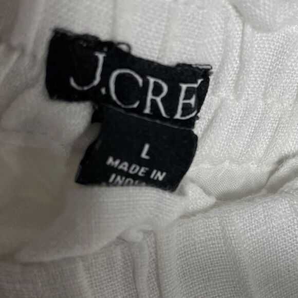 J.CREW Linen Pants Women Large White Pull-On Straight Leg Lined Pockets BW527 - Picture 10 of 13